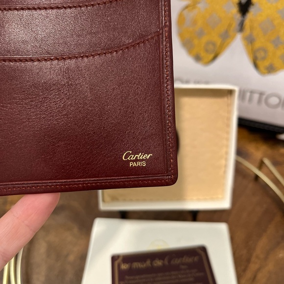 Cartier Vintage Burgundy Calfskin Compact Wallet - Picture 5 of 9